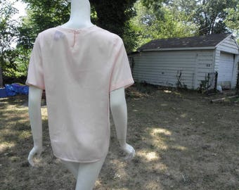 Vintage Light Pink Square Boxy Short Sleeves Blouse