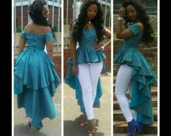 African off-Shoulder Top, African Clothing, African Blouse, Hi-low top, Women's Clothing