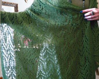 Women's-Mothers-gift-Mom-Women's-shawl-Green-scarves-Hand-knit-scarf-knitted-shawl-Gift for her-Gift-for-grandma-Gift-for-women-Personalized