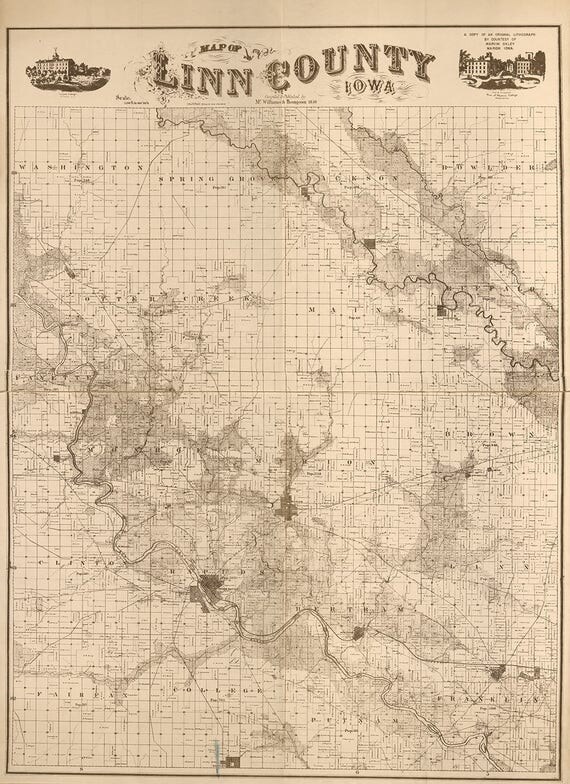 1859 Map of Linn County Iowa