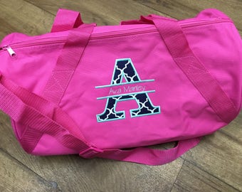 Personalized Overnight Duffle Bag, Monogrammed Kid's Bag, Dance Bag, Travel Bag, Sleepover Bag, Applique, Customized Bag, Children's Bag