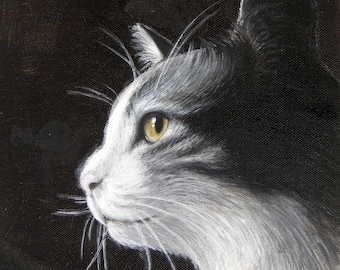 December-cat portrait oil painting on canvas