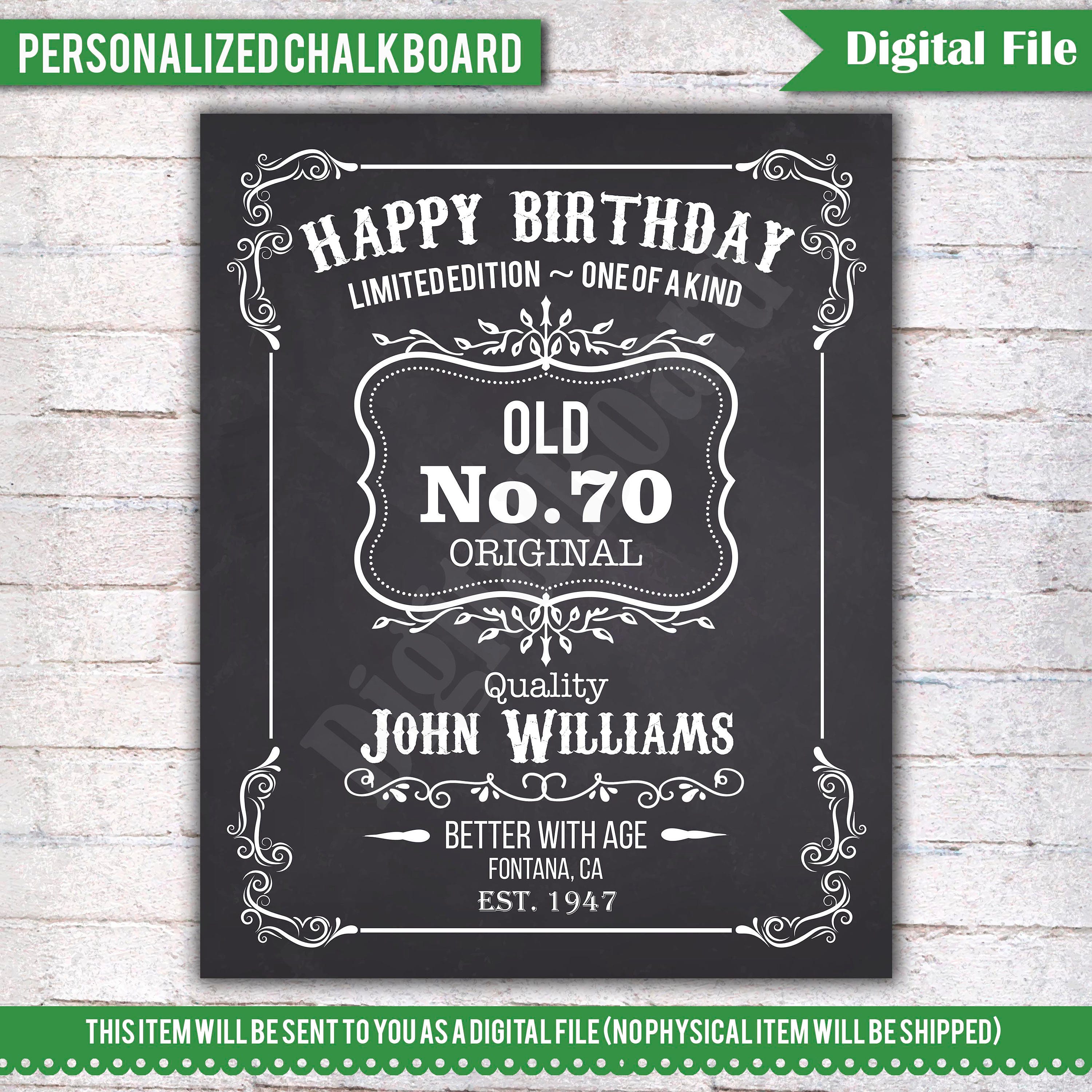 Personalized 70th Birthday Chalkboard Sign Birthday Poster