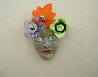 LARGE PORCELAIN DECORATED FACE MASK - HANDMADE