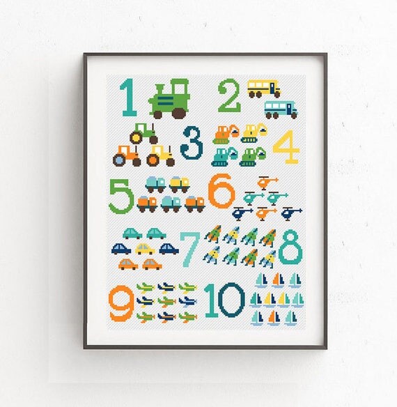 Baby cross stitch pattern Numbers Chart Counted cross stitch