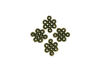 Set of 6 Chinese knots bronze antique 12 mm x 15 mm