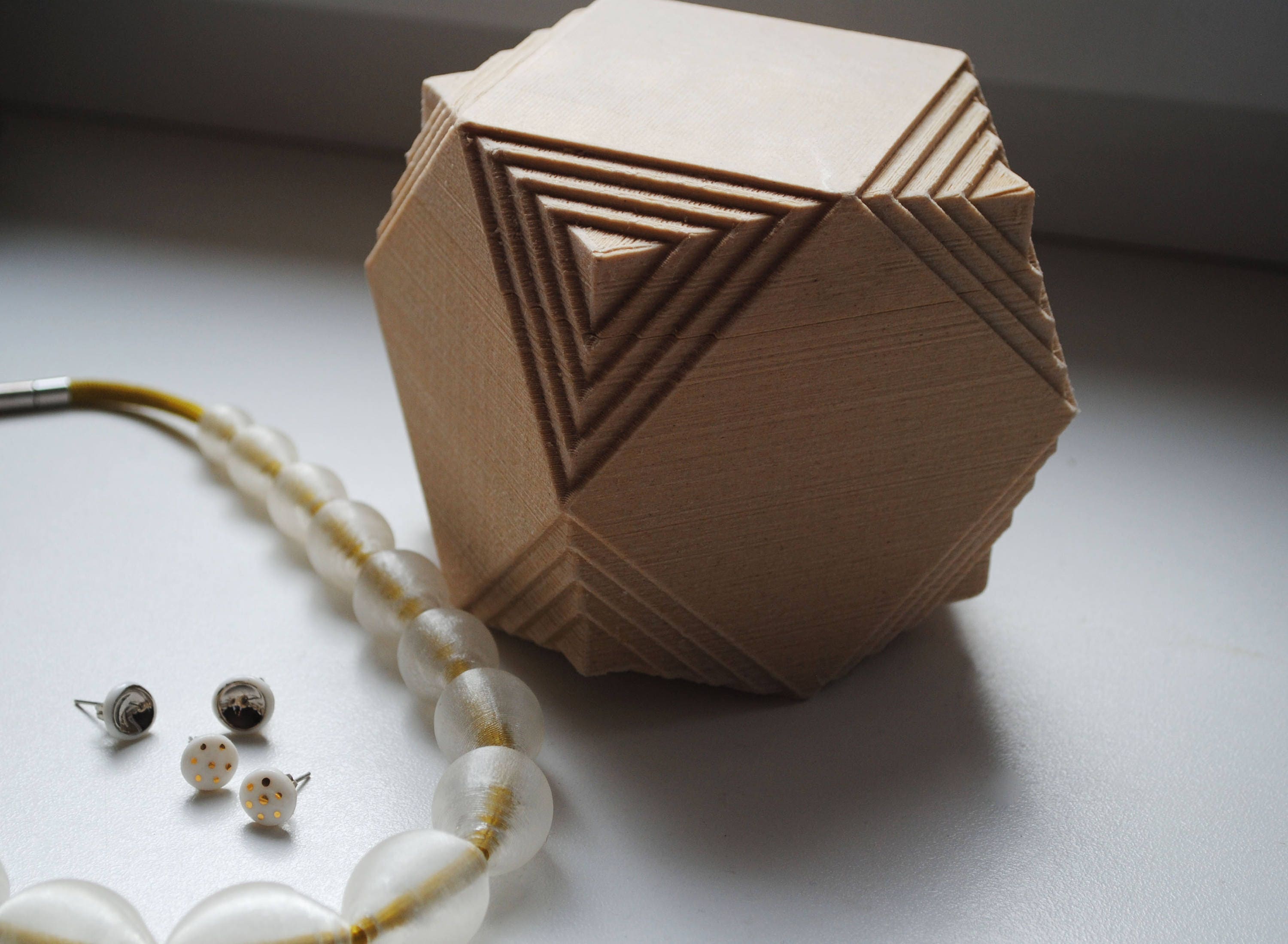 Cube 3d printed Jewelry Box Polygonal Wooden 3D Printed