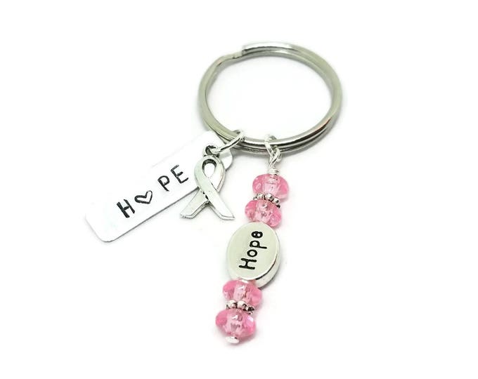 Hope Hand Stamped Breast Cancer Awareness Key Chain, Pink Ribbon Keychain, Breast Cancer Awareness, HOPE Key Chain, Hand Stamped Key Chain