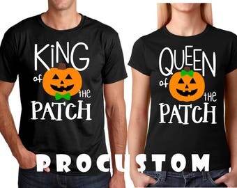 King and Queen of The Patch Halloween Couple matching funny cute T-Shirts S-4XL
