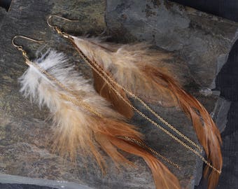 Feather Earrings, Boho Earrings, Bohemian Earrings, Festival Earrings, Tribal Earrings, Long Feather Earrings, Long Dangle Earrings,