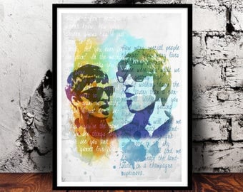 Oasis (Noel and Liam Gallagher) A4 watercolour print, 220gsm canvas textured paper *FREE UK P&P*