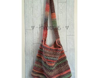 Crochet tote bag, hippie handbag, crochet shopping bag, market vegan bag, crossbody slouch bag, hippy shoulder bag, boho bag, christmas gift