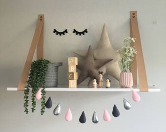 Pink, Grey and Silver Raindrop Garland