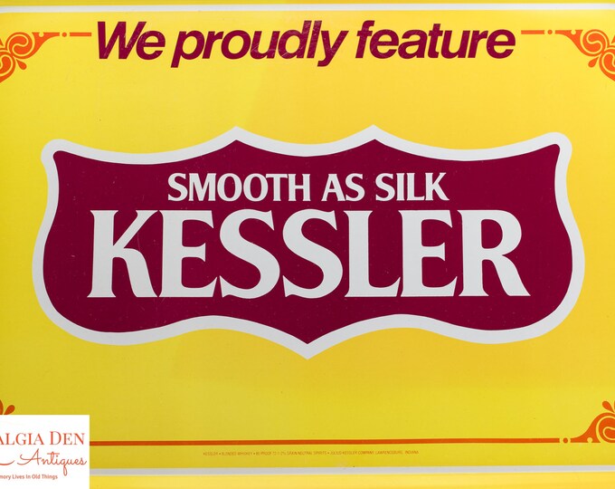 Vintage Bar Serving Tray | Kessler Whiskey | Vintage Barware | Bar Decor