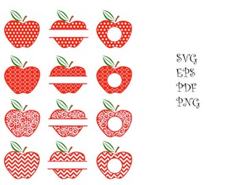 Apple Monogram SVG, Teacher Monogram, Back to School Monogram, Kindergarten, Cricut, Silhouette SVG