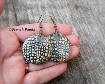 Black and gold polymer clay earrings