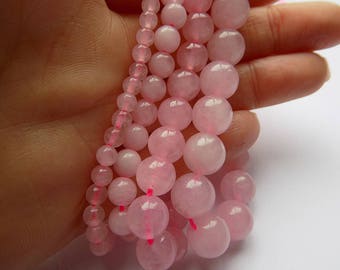 4mm 6mm 8mm 10mm Natural Rose Quartz Beads Strand Grade AB Quality UK Gemstones Pink Beads Mala Beads Fertility & Pregnancy Stone