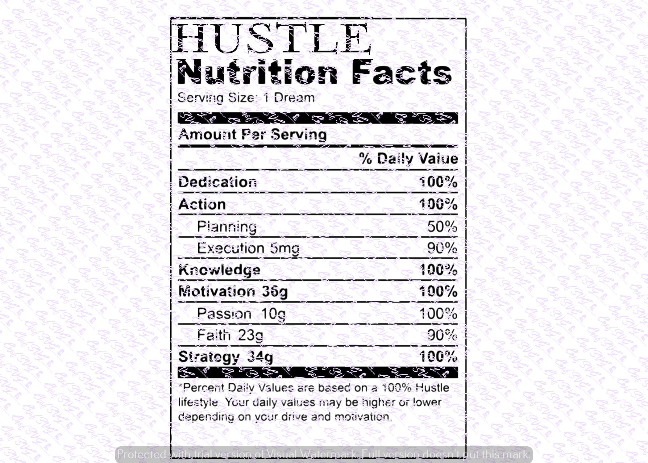 Download Hustle Nutritional Facts svg Quote Quote Overlay SVG Vinyl