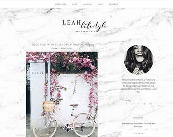 WordPress Blog Theme - Leah Lifestyle - Marbel eCommerce Blog Template - Feminine WordPress Website Theme Design
