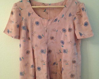 Vintage Handmade Floral Babydoll Dress (1950s-1960s)