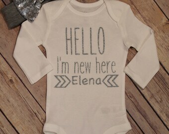 Hello I'm New Here, Hello, I'm New Here Baby One Piece, New Baby One piece,  New Baby Gift, New Baby, Hello I'm New Here, I'm New Here Baby