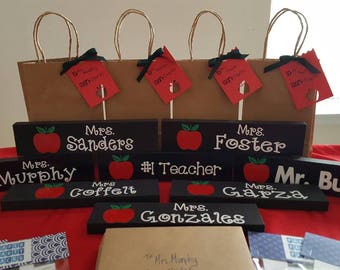 Teacher Name Plates Teacher gift Teacher Name Apple for the Teacher Desk Name Plate