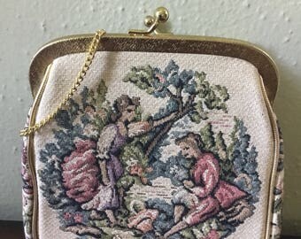 JR Miami Adam and Eve Stitched Scene Clasp Purse