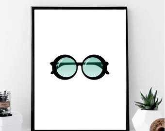 Round Sunglasses Print // Minimalist // Wall Art // Typography // Fashion // Scandinavian // Boho // Modern Office
