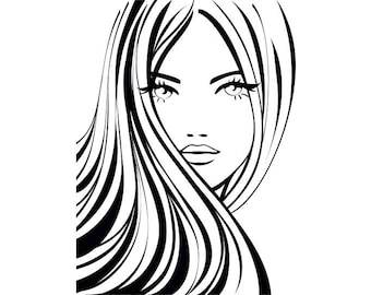 Woman Fashion #2 Model Hair Style Clothing Clothes Design Sewing Sew .SVG .EPS .PNG Digital Clipart Vector Cricut Cut Cutting Download File