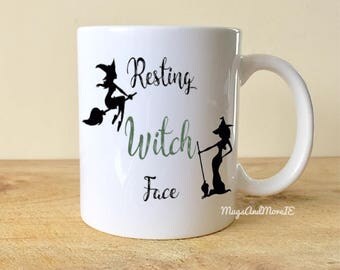 Resting witch face mug, Halloween mug, witch mug, halloween decor, coffee mug, funny coffee mug, fall mug, autumn mug,