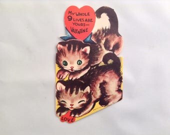 Vintage Valentine Card Kittens Paper Epherma Valentines
