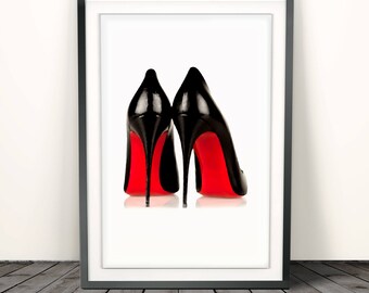 Christian Louboutin Illustration, Shoes fashion illustration poster,Fashion Wall art, Fashion Print, Fashion Sketch, Fashion heels art,Shoes
