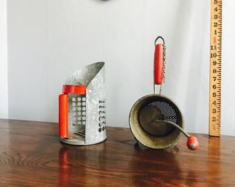 Vintage Galvanized Kitchen Utensils