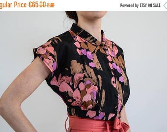 30% OFF Silk Crop shirt / Crop Top / Silk Cropped Top / Vintage Top