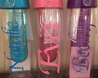 Personalised water bottle, name bottle, childrens water bottle, childs bottle, back to school bottle, fruit infuser bottle