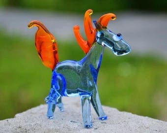 blue glass horse figurine