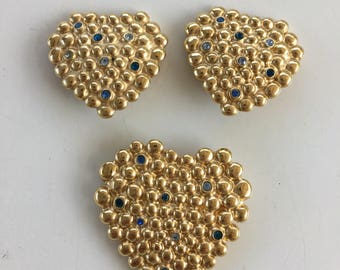 YSL vintage couture parure Heart Earrings and Brooch