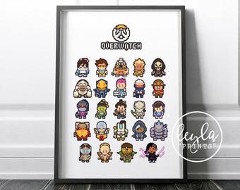 Overwatch Print - Pixel Art Heroes| A6/A5 Illustration Print | Overwatch Poster | For Him, For Her