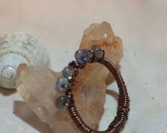 Flashy Labrodorite Copper Wrapped Ring