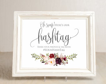 Hashtag Wedding Sign, Wedding Hashtag Sign, Your Hashtag Sign, Hashtag Template, Editable Wedding Sign, #A047, INSTANT DOWNLOAD Editable PDF