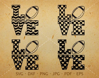 Love Football Svg, Love Football Clipart Silhouette Cricut Cut Files (svg, dxf, eps, png, jpg, pdf)