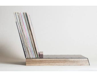 Beautiful Solid Walnut Record Player Table and LP Holder for