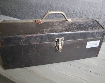 Vintage Black Metal Toolbox