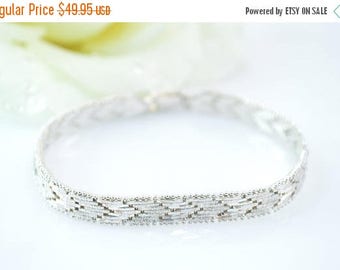 HUGE Sale Chevron Pattern Hinged Bar Link Bracelet Sterling Silver 15.9g