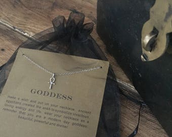 Goddess Ankh Cross Pendant Necklace - Inspirational Keepsake Gift For Her