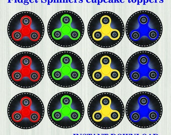 Fidget Spinners Cupcake Toppers, Fidget Spinners Cupcake, Fidget Spinners, Fidget Spinners Birthday, Fidget Spinners Party