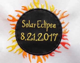 Solar Eclipse Iron On Patch, Total Solar Eclipse, Eclipse 2017, Embroidery Patch, Eclipse Patch, Solar Eclipse Appliqué, Applique Patch