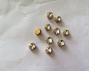 Set of 10 rhinestone set 6 mm Crystal gold base