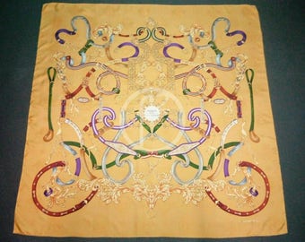 LANCEL jacquard square silk scarf foulard 40x40 abstract print