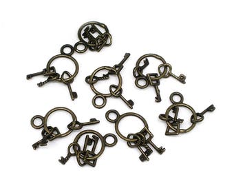 40 charm pendant Keychain, 25 x 13 mm bronze